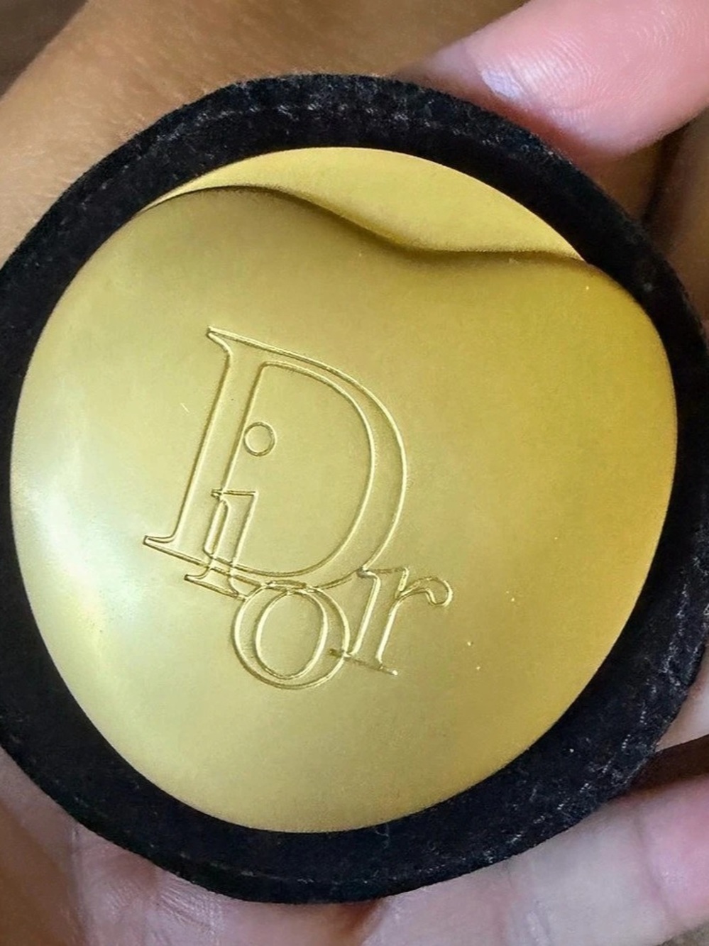 Christian Dior Vintage Parfums Christian Dior Gold Sliding Compact Mirror